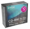 CD-RW TDK 700MB 12X SLIM 10SZT