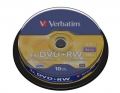 Płyty DVD+RW Verbatim 4x 4.7GB (Cake 10) MATT SILVER